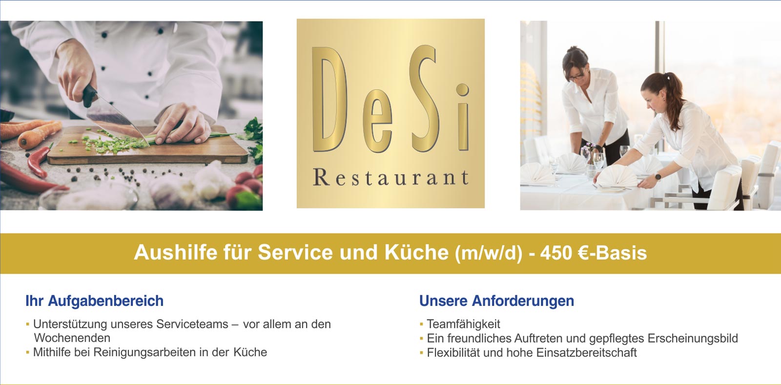 Aushilfe für Service und Küche (m/w/d) - 450 €-Basis